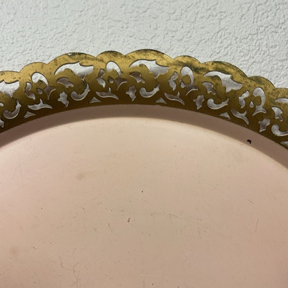 Nashco Hand-painted Blush Pink Shabby Chic Rose Floral Fold Border Tole Tray - Picture 8 of 11